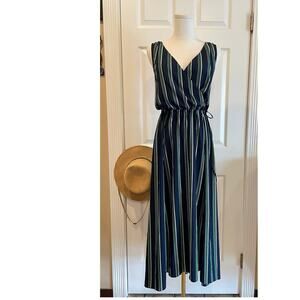Tommy Hilfiger Sleeveless Striped Maxi Summer Dress – Navy/Green/White Size XS
